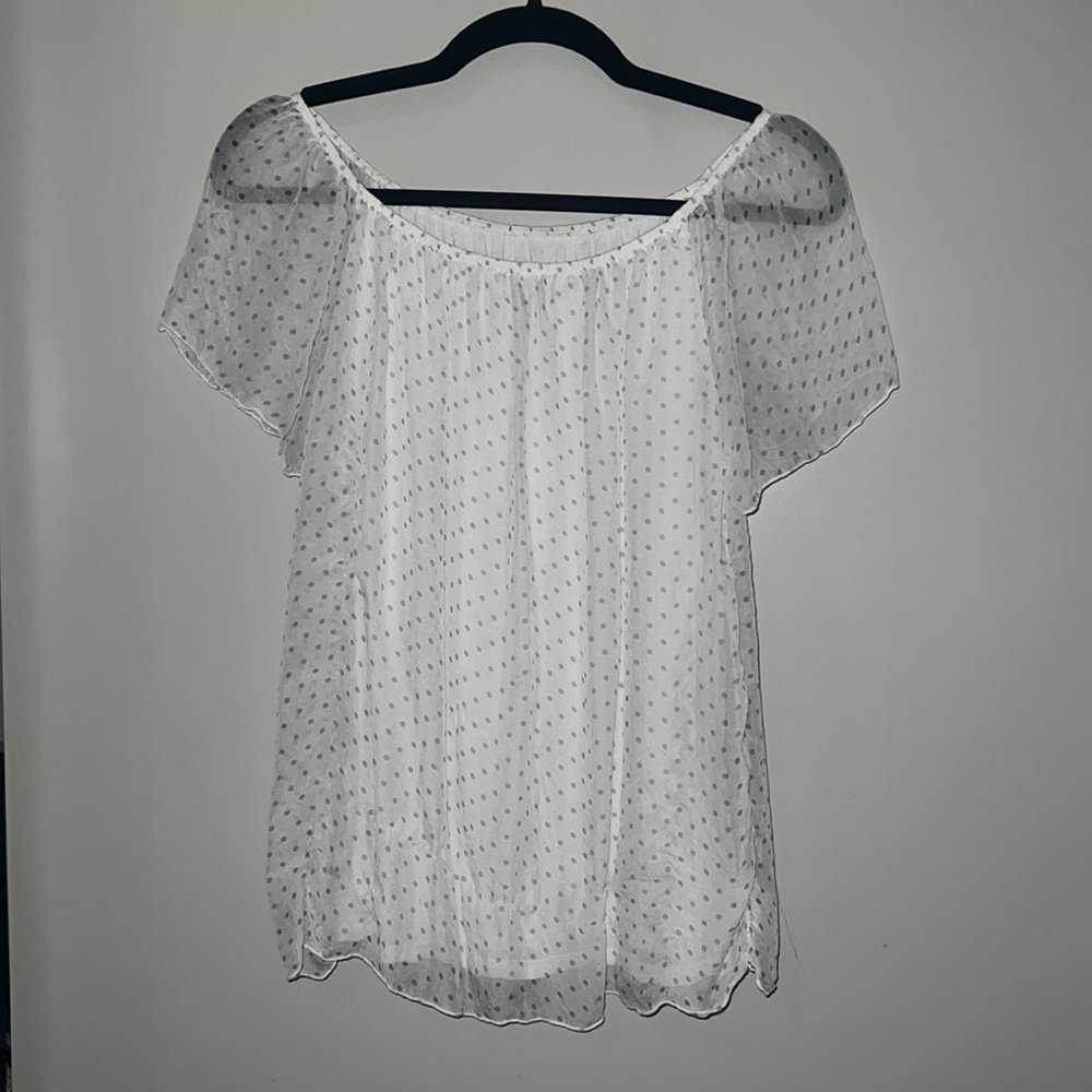 White polka dot blouse